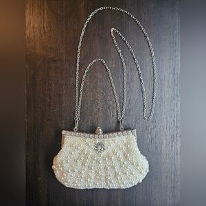Elegant Pearl-Embellished Evening Bag